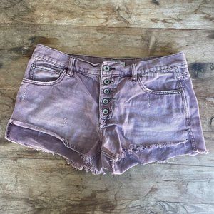 Free People Purple Button-Down Shorts
